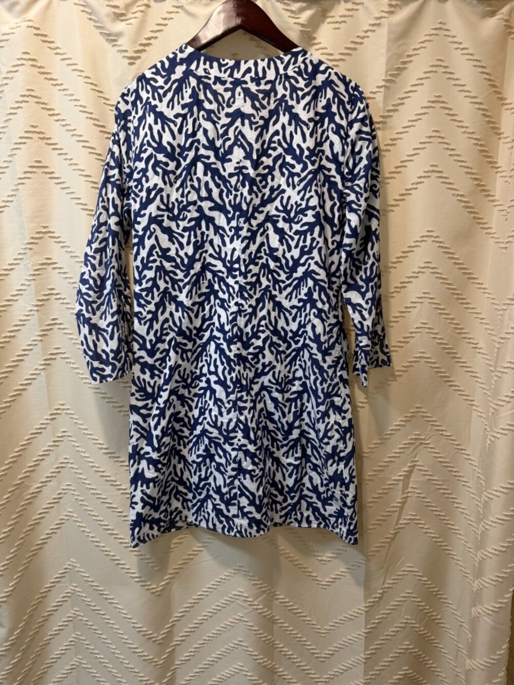 Lilly Pulitzer Cover Up M Beaded Coral Print Cotton Beach Resort Summer - Picture 9 of 12